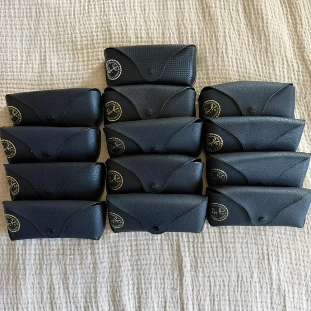 Ray-Ban Sunglasses Case Lot of 13 Black Folding Snap Luxottica Replacement Cases